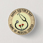 Medische faciliteit Doktersdag Stethoscoop Ronde Button 3,2 Cm (Voorkant)