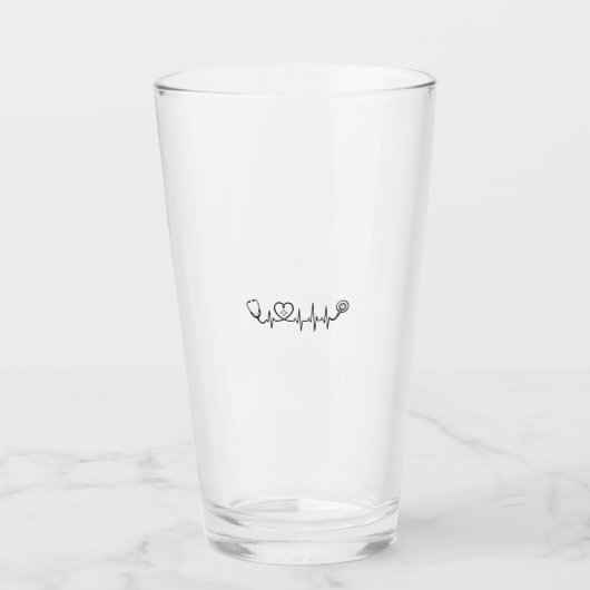 Medische Hartslag Stethoscoop Vector T-shirt Ontwe Glas (Voorkant)