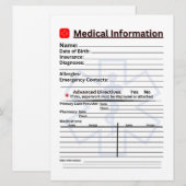 Medische informatie Noodkoelkast Kaart (Voorkant / Achterkant)