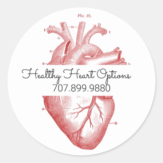 Medische informatie over het anatomische hart ronde sticker (Voorkant)