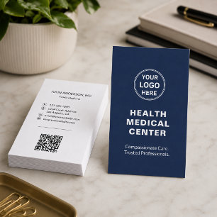 Medische Kliniek Dokter Navy Wit Verticaal Visitekaartje