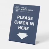 Medische kliniek Gezondheidszorg Logo Check in Reclamebord Met Voetstuk (Voorkant)
