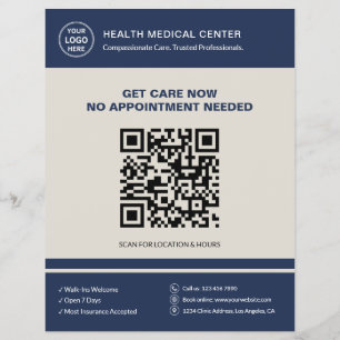 Medische Kliniek QR Loop-in Snelzorg Navy Beige Flyer