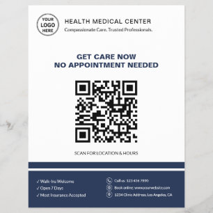 Medische Kliniek QR Walk-In Spoedeisende Zorg Wit Flyer