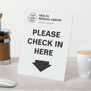 Medische Kliniek Zorg Logo Check In Reclamebord Met Voetstuk