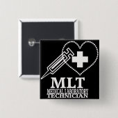 MEDISCHE LAB TECH LOGO VIERKANTE BUTTON 5,1 CM (Voorkant /achterkant)