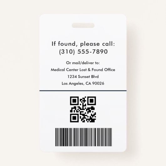 Medische Logo QR Code Medewerker Foto Naam Admin I Badge (Achterkant)