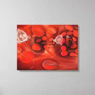 Medische nanobots in de bloedstroom canvas afdruk