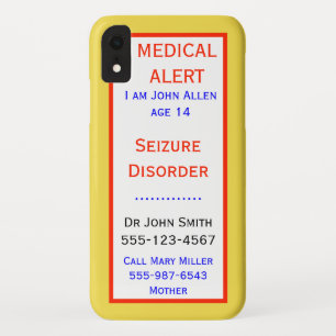Medische noodsituatie epileptische aanval Waarschu iPhone XR Hoesje