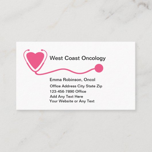 Medische oncoloog behandeling van kanker visitekaartje (Voorkant)