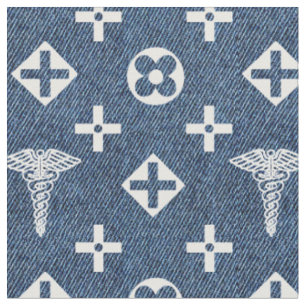 Medische patroon. Artsen logo. Blauwe spijkerbroek Stof