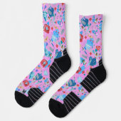 Medische print op sterke roze achtergrond sokken (Links)
