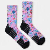Medische print op sterke roze achtergrond sokken (Rechts)