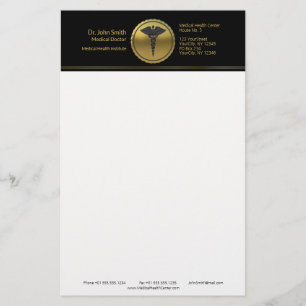 Medische professional 3D gouden caduceus embleem Briefpapier