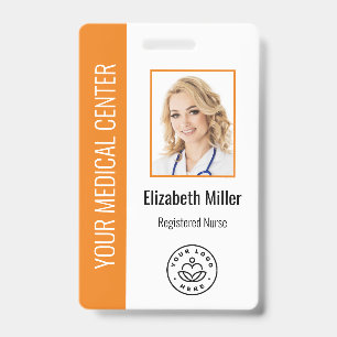 Medische professional aangepaste foto & tekst oran badge
