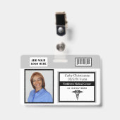Medische professional naam foto badge scanner code (Voorzijde met clip)