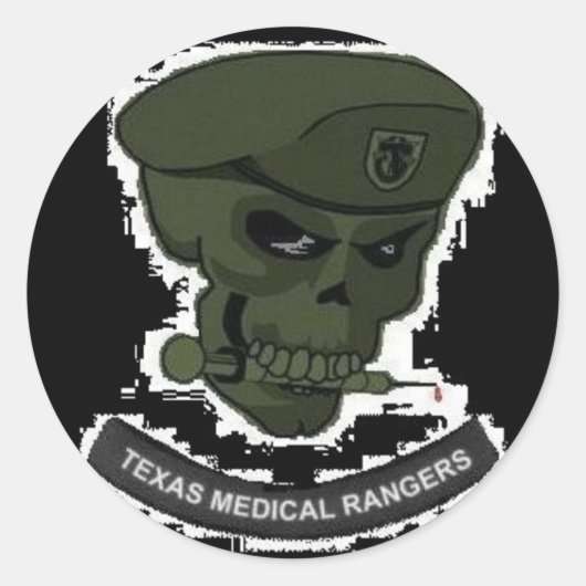 Medische rangers met schedel ronde stickers (Voorkant)