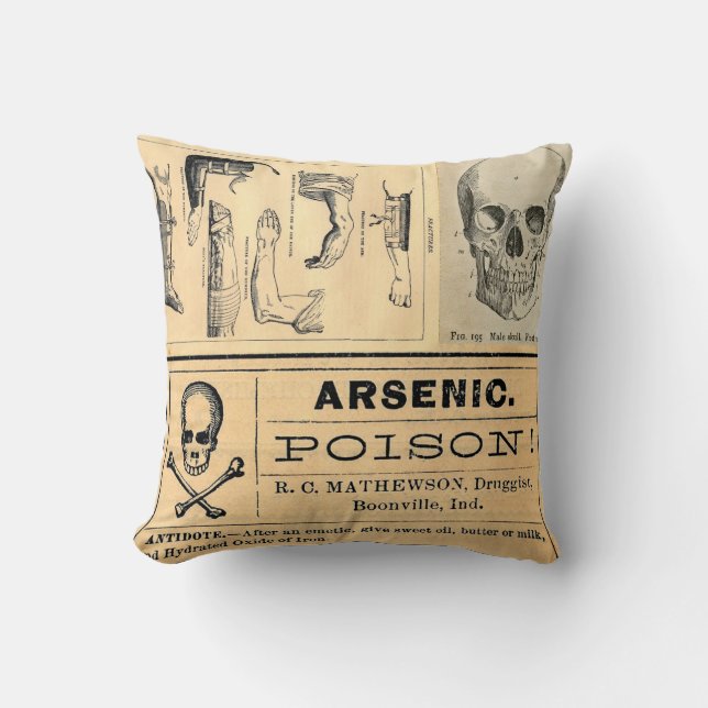  medische schedel Vergifteanatomie Pillow Kussen (Voorkant)