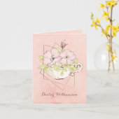Medische School Afstuderen bloemen Tea Cup Roze Kaart (Gele Bloem)