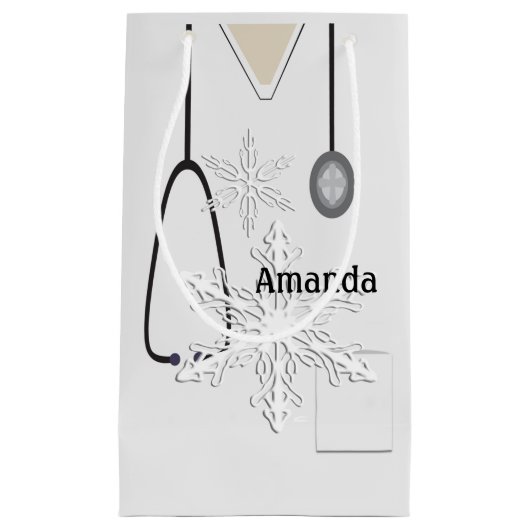 Medische scrubs White Snowflake SGB Klein Cadeauzakje (Voorkant)