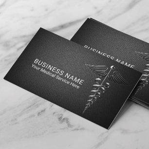 Medische Silver Caduceus Elegant Black Health Care Visitekaartje