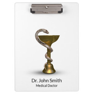 Medische slang Bowl Hygieia White Caduceus Bronze Klembord