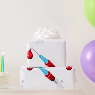 Medische spuit met bloed druppel cadeaupapier