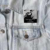 Medische stethoscoop, zwart en wit vierkante button 5,1 cm (In situ)