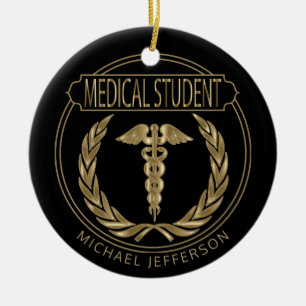 Medische student 👨 ⚕️ - Classy Black en Gol Keramisch Ornament