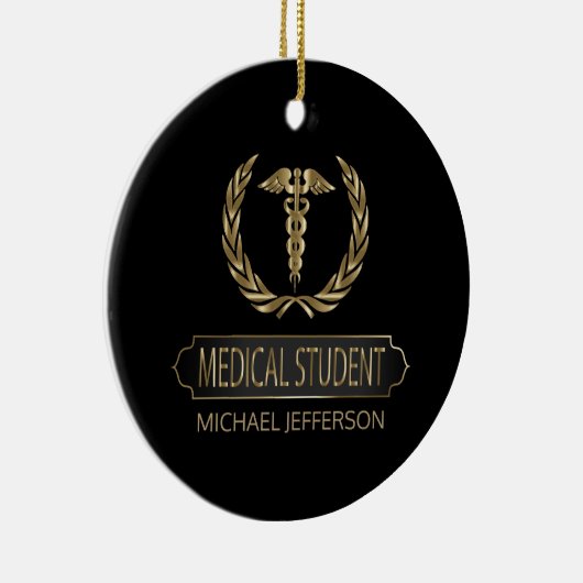 Medische student 👨 ⚕️ - zwart en goud keramisch ornament (Rechts)