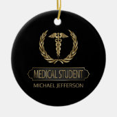 Medische student 👨 ⚕️ - zwart en goud keramisch ornament (Voorkant)