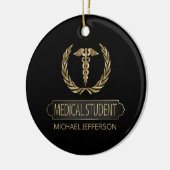 Medische student 👨 ⚕️ - zwart en goud keramisch ornament (Links)