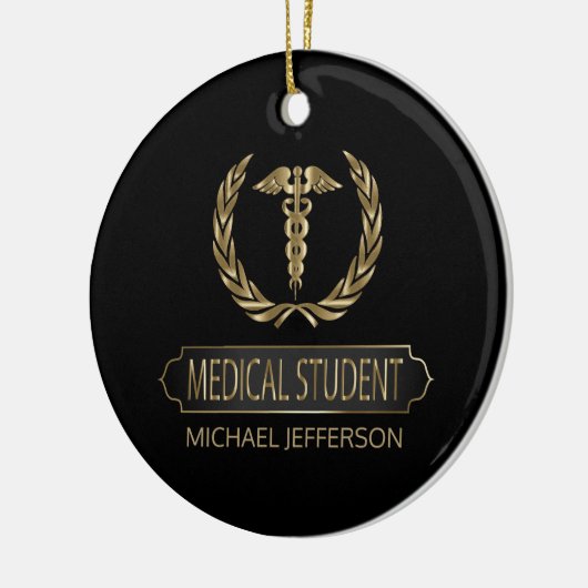 Medische student 👨 ⚕️ - zwart en goud keramisch ornament (Links)