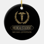 Medische student 👨 ⚕️ - zwart en goud keramisch ornament (Achterkant)