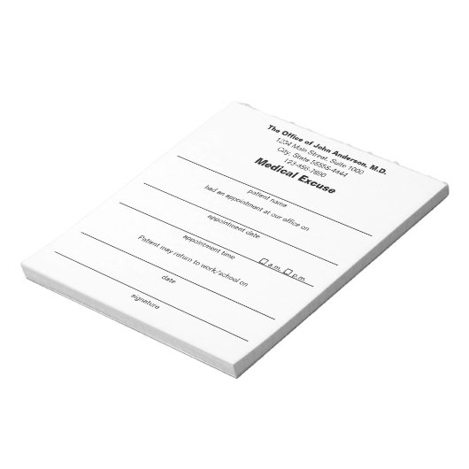 Medische verontschuldiging Doctor's Sick Note voor Notitieblok (Gedraaid)