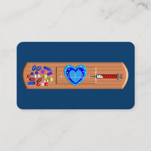 Medische Visitekaartjes Big Bandaid Navy (Voorkant)