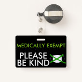 Medische vrijstelling van gezichtmaskers badge (Achterkant met intrekbare)
