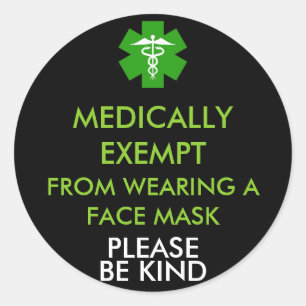Medische vrijstelling van gezichtsmaskers ronde sticker