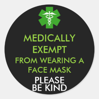Medische vrijstelling van gezichtsmaskers ronde sticker