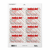 Medische waarschuwing Autisme Awareness Labels (Full Sheet)