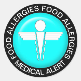 Medische waarschuwing - Blauwgroen Klassieke ronde Ronde Sticker