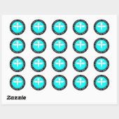 Medische waarschuwing - Blauwgroen Klassieke ronde Sticker (Vel)