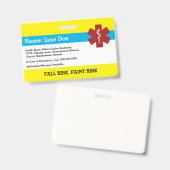 Medische waarschuwingskaart badge (Front & Back)