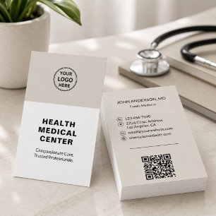 Medische Zorg Kliniek Dokter Beige Verticaal Visitekaartje