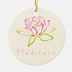 Meditaat. Illustratie Lotus Flower/Water Lily Keramisch Ornament