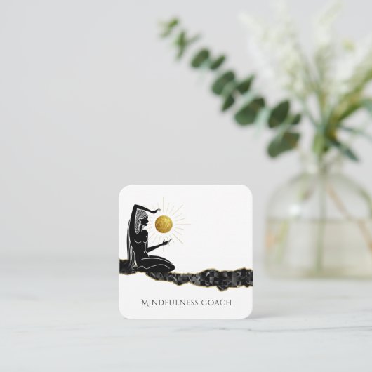 *~* Meditate Gold Glitter Moon QR code GODDESS Vierkante Visitekaartje (Staand voorkant)