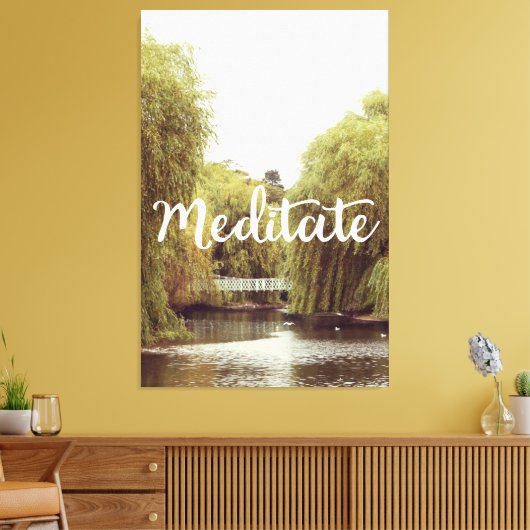 Meditate in het inspirerend bericht van het park canvas afdruk (Insitu (Woonkamer))