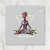 Meditatie. Alien in rustige houding Bedankjes Labels (Achterkant)