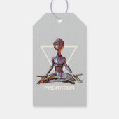 Meditatie. Alien in rustige houding Cadeaulabel (Achterkant)