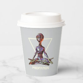 Meditatie. Alien in rustige houding Papieren Bekers